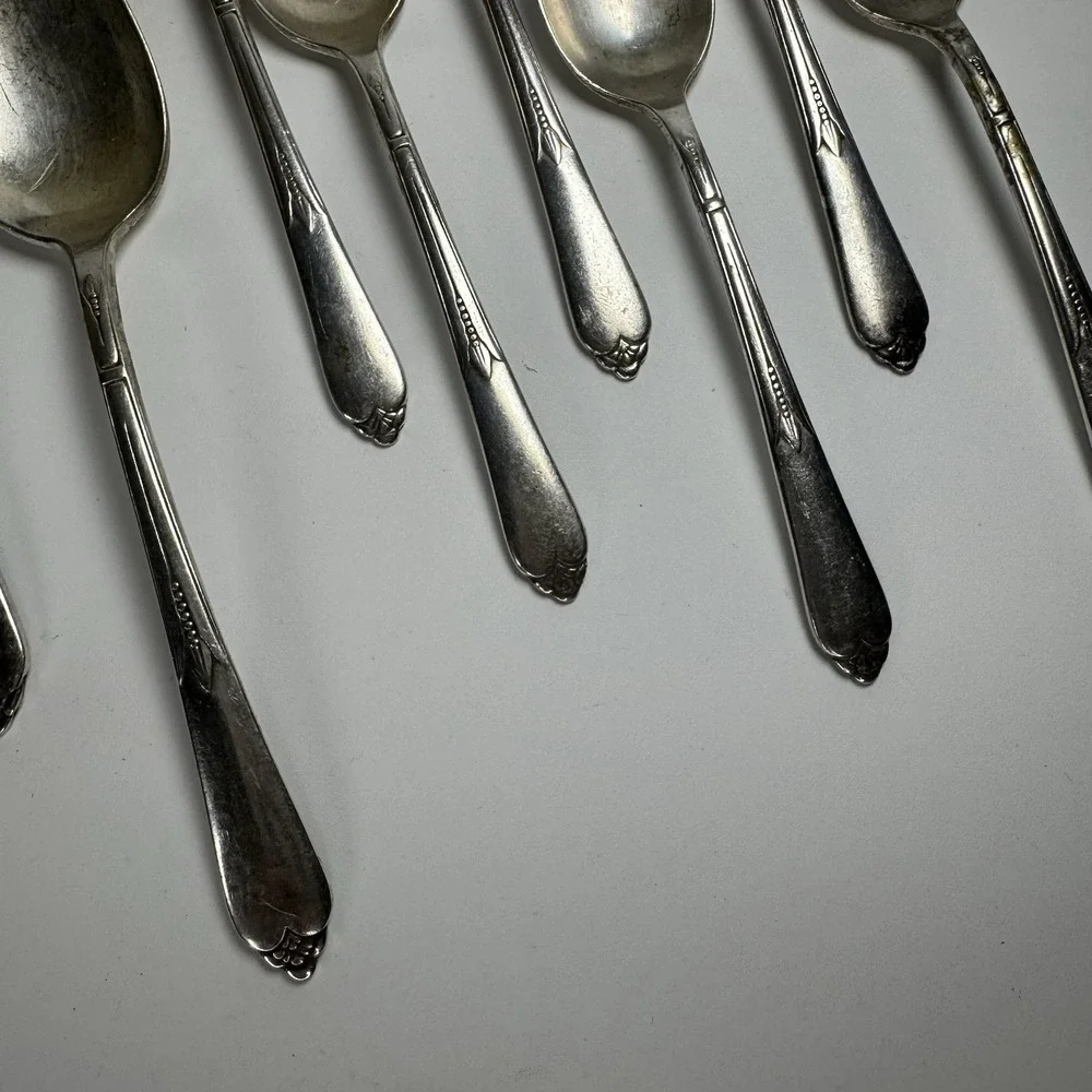 Rogers XII Silverplate Flatware Set 14pc Inspiration 1933 IS Art Deco Fork Spoon